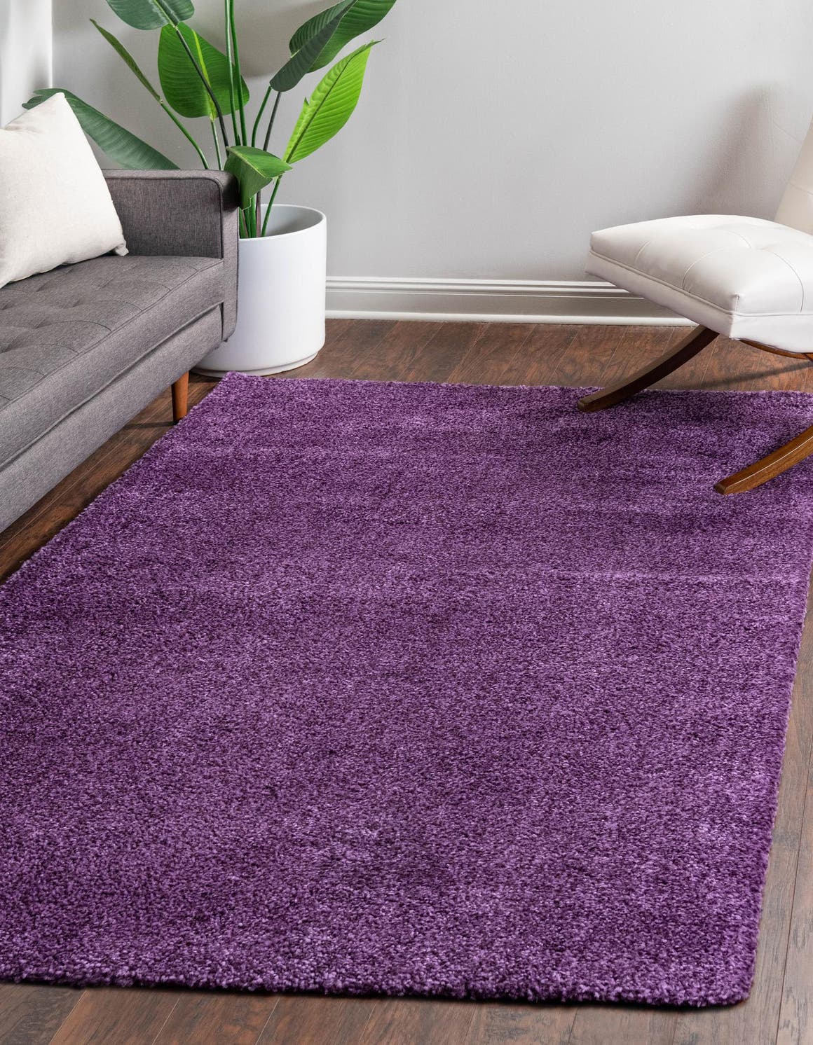 Violet 7' 1 x 10' Solo Rectangle Area Rug Thick Soft Touch Fluffy & Plush Shaggy Pile Durable Minimalist Carpet for Classic Interior Design for Sale at Rug Engine