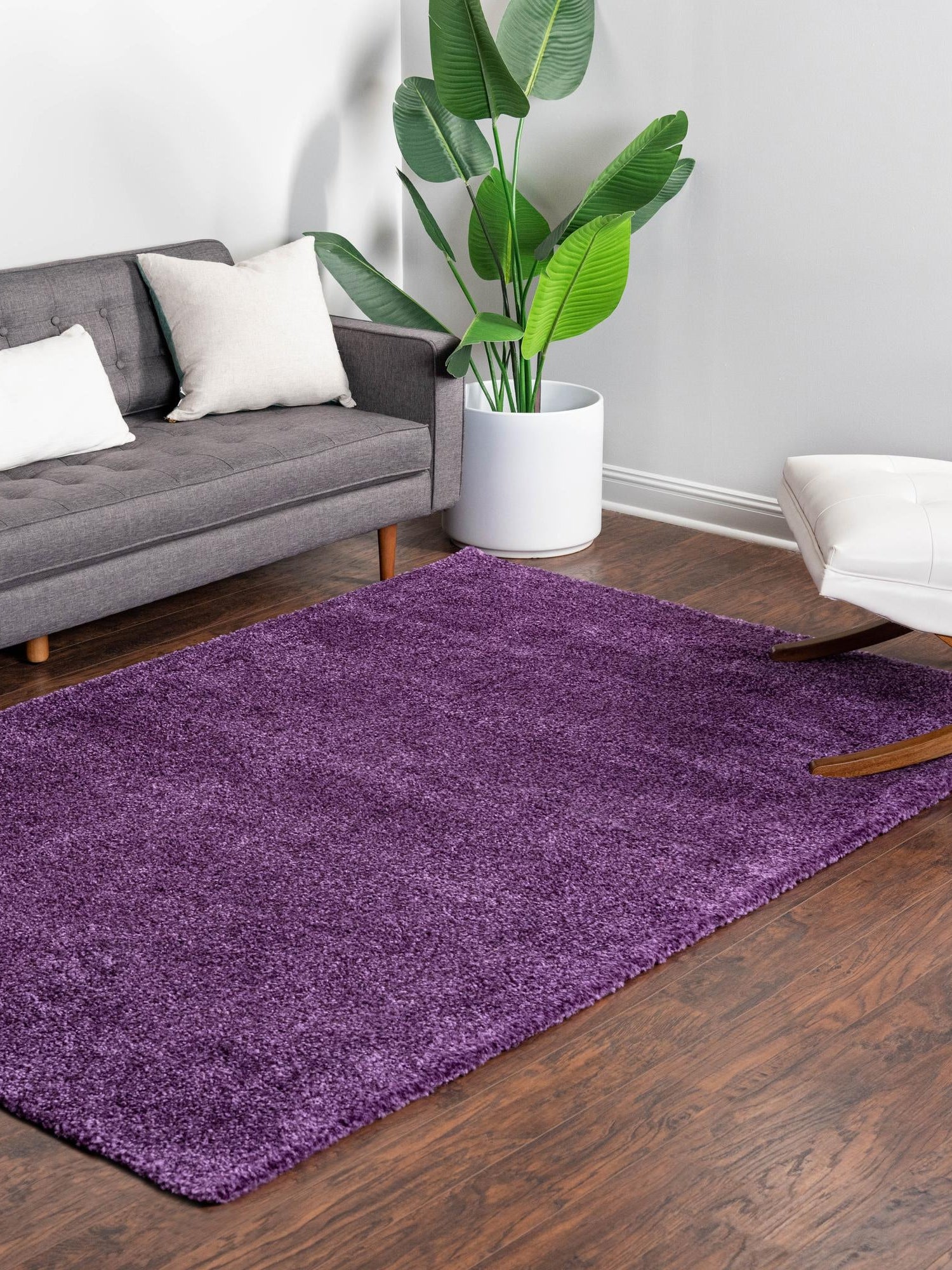 Violet 5' 3 x 7' 7 Solo Rectangle Area Rug Thick Soft Touch Fluffy & Plush Shaggy Pile Durable Minimalist Carpet for Classic Interior Design for Sale at Rug Engine
