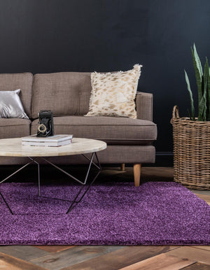 Violet 5' 3 x 7' 7 Solo Rectangle Area Rug Thick Soft Touch Fluffy & Plush Shaggy Pile