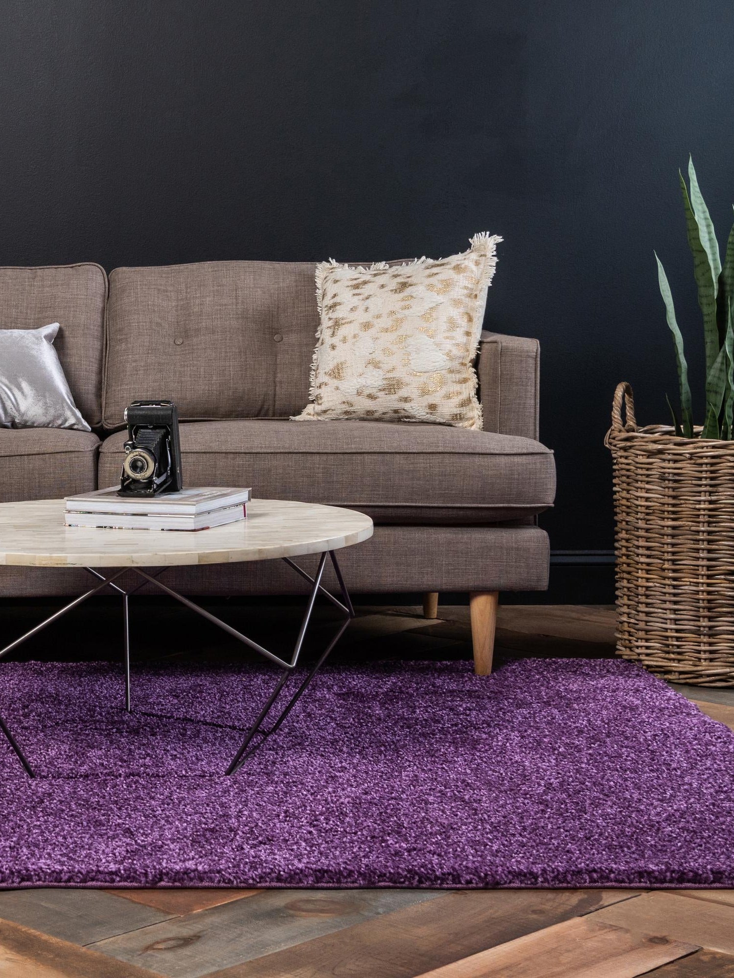 Violet 9' x 12' Solo Rectangle Area Rug Thick Soft Touch Fluffy & Plush Shaggy Pile Durable Minimalist Carpet for Classic Interior Design for Sale at Rug Engine