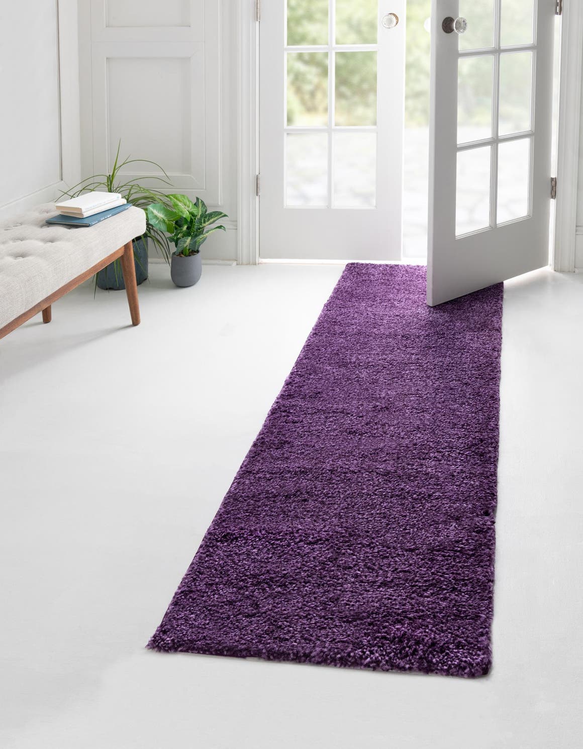 Violet 2' x 8' Solo Runner Area Rug Thick Soft Touch Fluffy & Plush Shaggy Pile Durable Minimalist Carpet for Classic Interior Design for Sale at Rug Engine