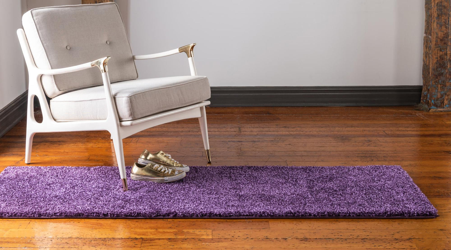 Violet 2' x 8' Solo Runner Area Rug Thick Soft Touch Fluffy & Plush Shaggy Pile Durable Minimalist Carpet for Classic Interior Design for Sale at Rug Engine