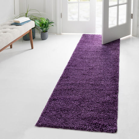 Violet 2' x 6' 1 Solo Runner Area Rug Thick Soft Touch Fluffy & Plush Shaggy Pile Durable Minimalist Carpet for Classic Interior Design for Sale at Rug Engine