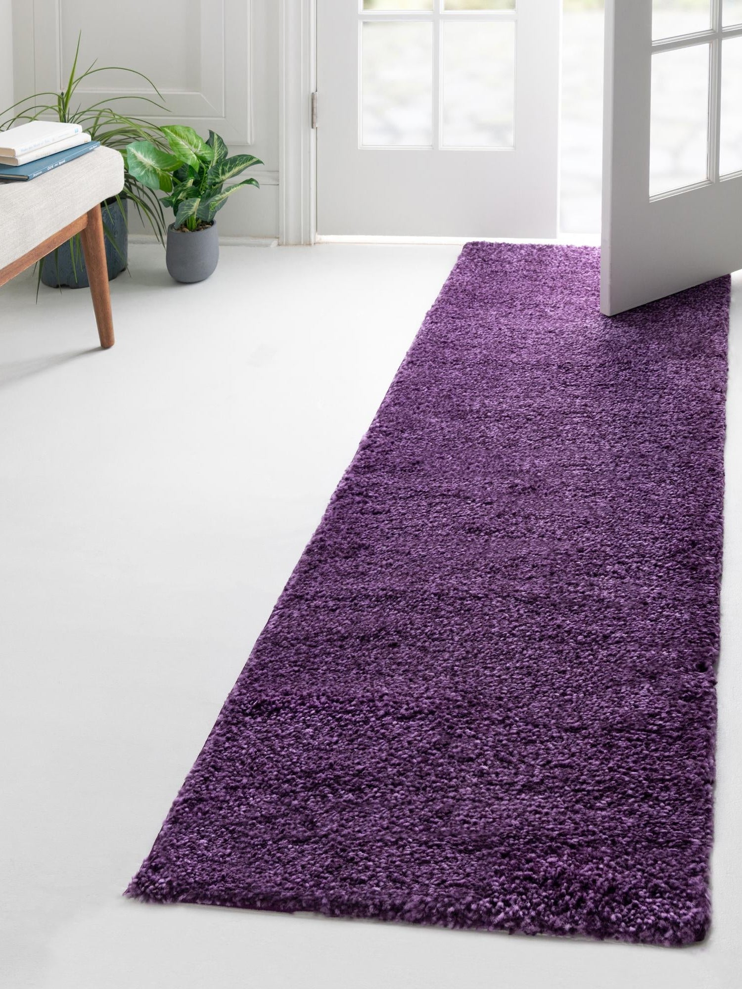 Violet 2' 2 x 6' 7 Solo Runner Area Rug Thick Soft Touch Fluffy & Plush Shaggy Pile Durable Minimalist Carpet for Classic Interior Design for Sale at Rug Engine
