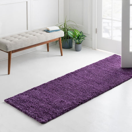 Violet 2' x 6' 1 Solo Runner Area Rug Thick Soft Touch Fluffy & Plush Shaggy Pile Durable Minimalist Carpet for Classic Interior Design for Sale at Rug Engine