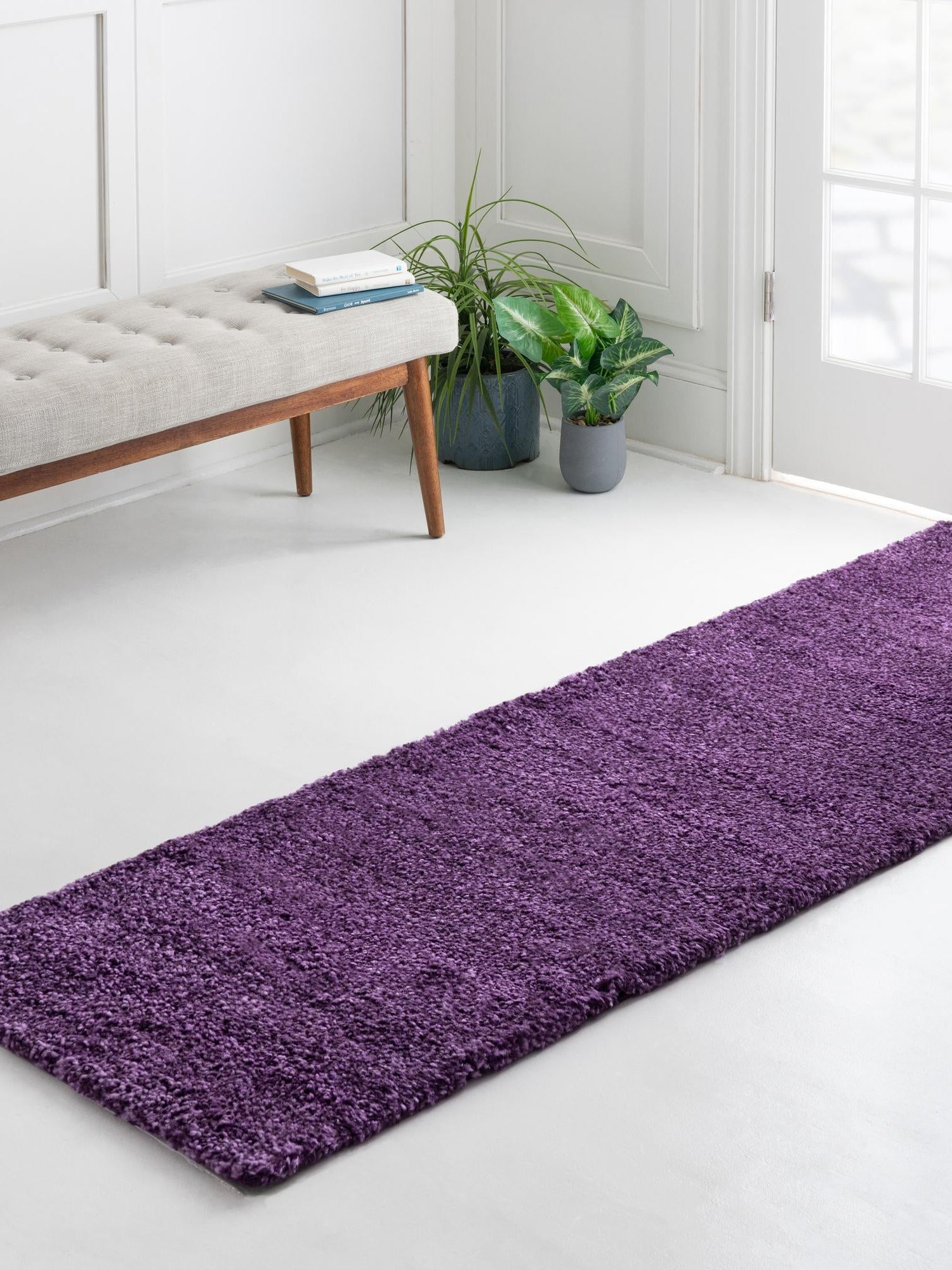 Violet 2' 2 x 6' 7 Solo Runner Area Rug Thick Soft Touch Fluffy & Plush Shaggy Pile Durable Minimalist Carpet for Classic Interior Design for Sale at Rug Engine