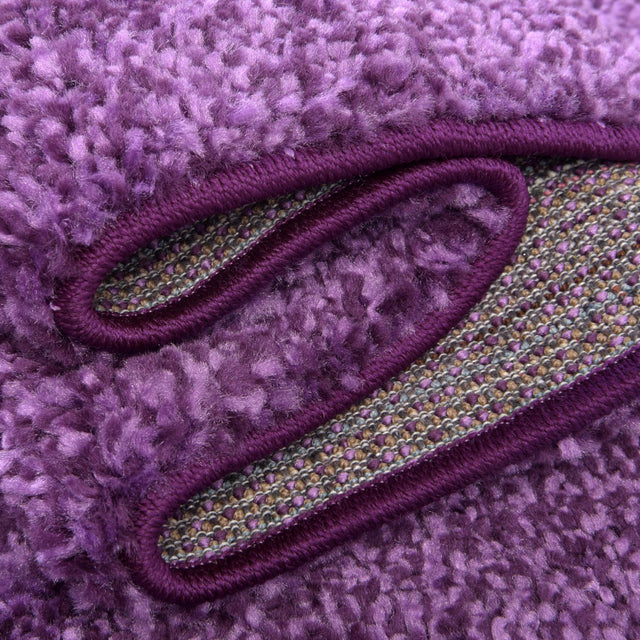 Violet 3' 3 x 3' 3 Solo Round Area Rug Thick Soft Touch Fluffy & Plush Shaggy Pile