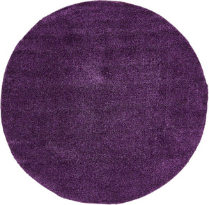 Violet 7' 10 x 7' 10 Solo Round Area Rug Thick Soft Touch Fluffy & Plush Shaggy Pile