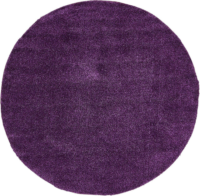 Violet 7' 10 x 7' 10 Solo Round Area Rug Thick Soft Touch Fluffy & Plush Shaggy Pile