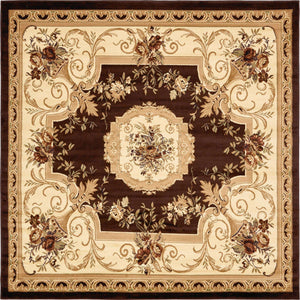 Brown 7' 10 x 7' 10 Versailles Square Area Rug