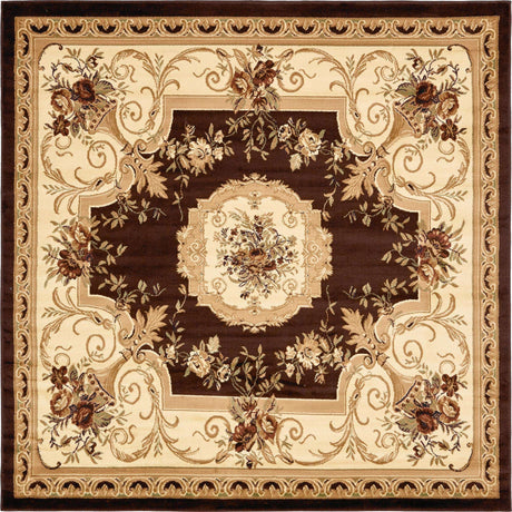Brown 7' 10 x 7' 10 Versailles Square Area Rug