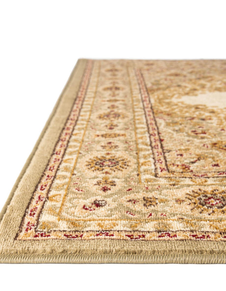 Cream 2' 7 x 10' Versailles Runner Area Rug Classic Traditional Motif Indoor Carpet for Hallways, Dining Rooms, Bedrooms, Living Room, Office for Sale at Rug Engine