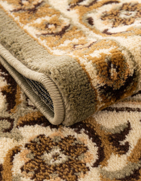 Light Green 2' 7 x 10' Versailles Runner Area Rug Classic Traditional Motif Indoor Carpet for Hallways, Dining Rooms, Bedrooms, Living Room, Office for Sale at Rug Engine
