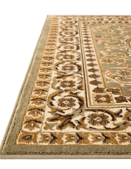 Light Green 2' 7 x 10' Versailles Runner Area Rug Classic Traditional Motif Indoor Carpet for Hallways, Dining Rooms, Bedrooms, Living Room, Office for Sale at Rug Engine