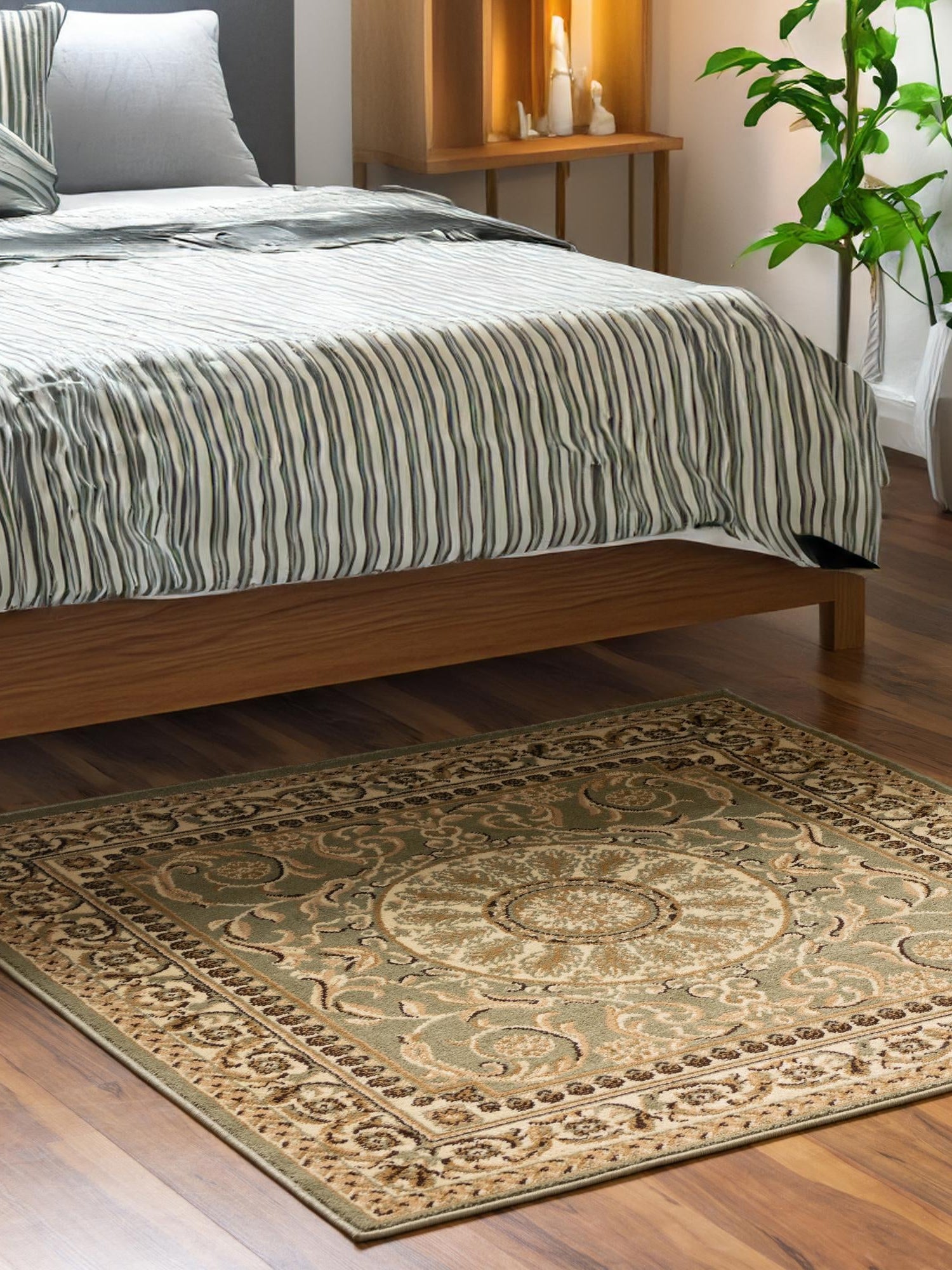 Light Green 7' 10 x 7' 10 Versailles Square Area Rug