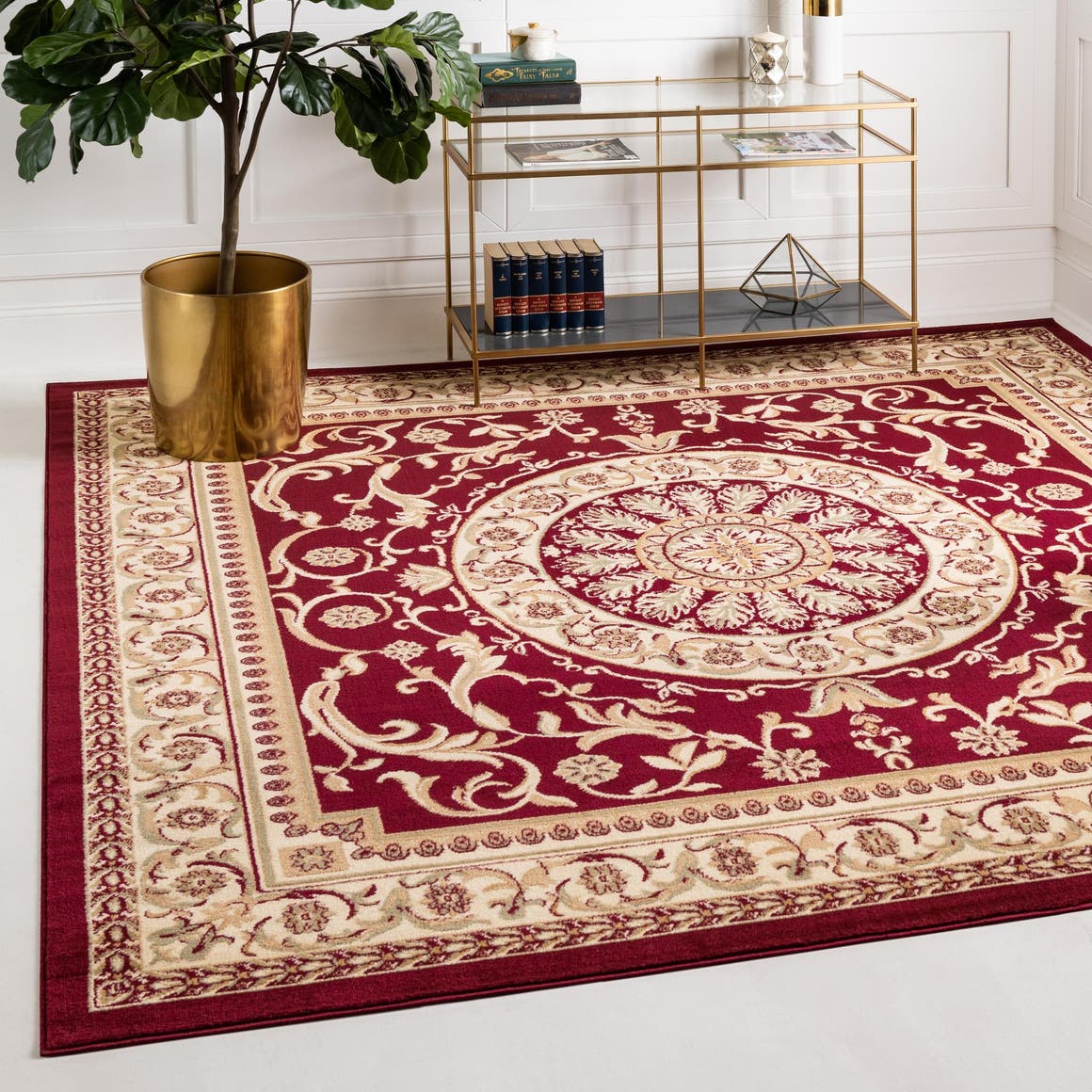 Red 6' 1 x 6' 1 Versailles Square Area Rug
