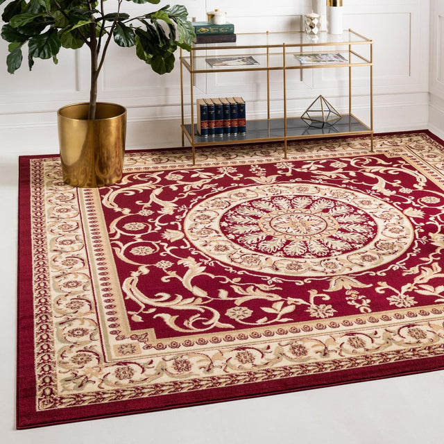 Red 7' 10 x 7' 10 Versailles Square Area Rug