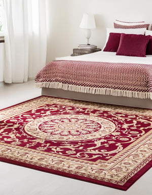 Red 7' 10 x 7' 10 Versailles Square Area Rug