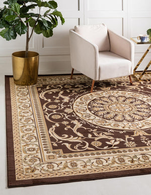 Brown 6' 1 x 6' 1 Versailles Square Area Rug