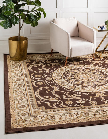 Brown 4' 1 x 4' 1 Versailles Square Area Rug