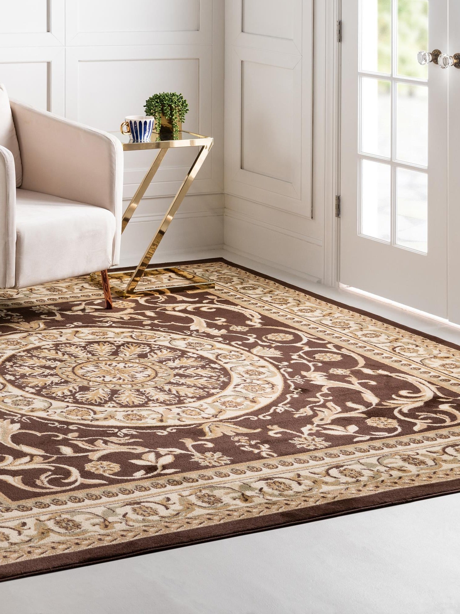 Brown 6' 1 x 6' 1 Versailles Square Area Rug