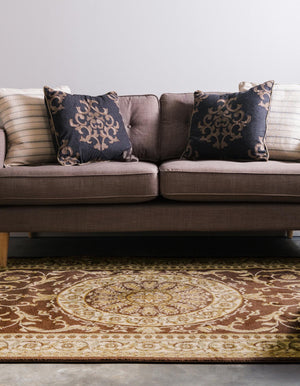 Brown 6' 1 x 6' 1 Versailles Square Area Rug