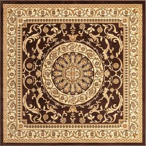 Brown 7' 10 x 7' 10 Versailles Square Area Rug