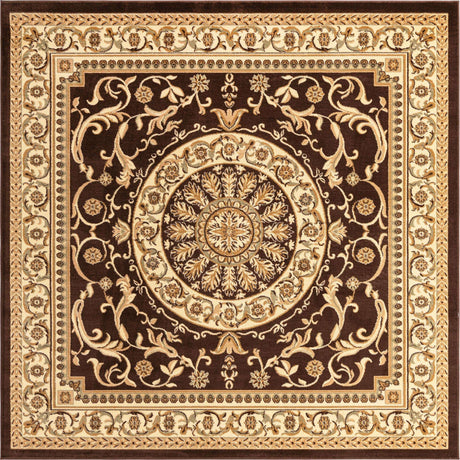 Brown 7' 10 x 7' 10 Versailles Square Area Rug