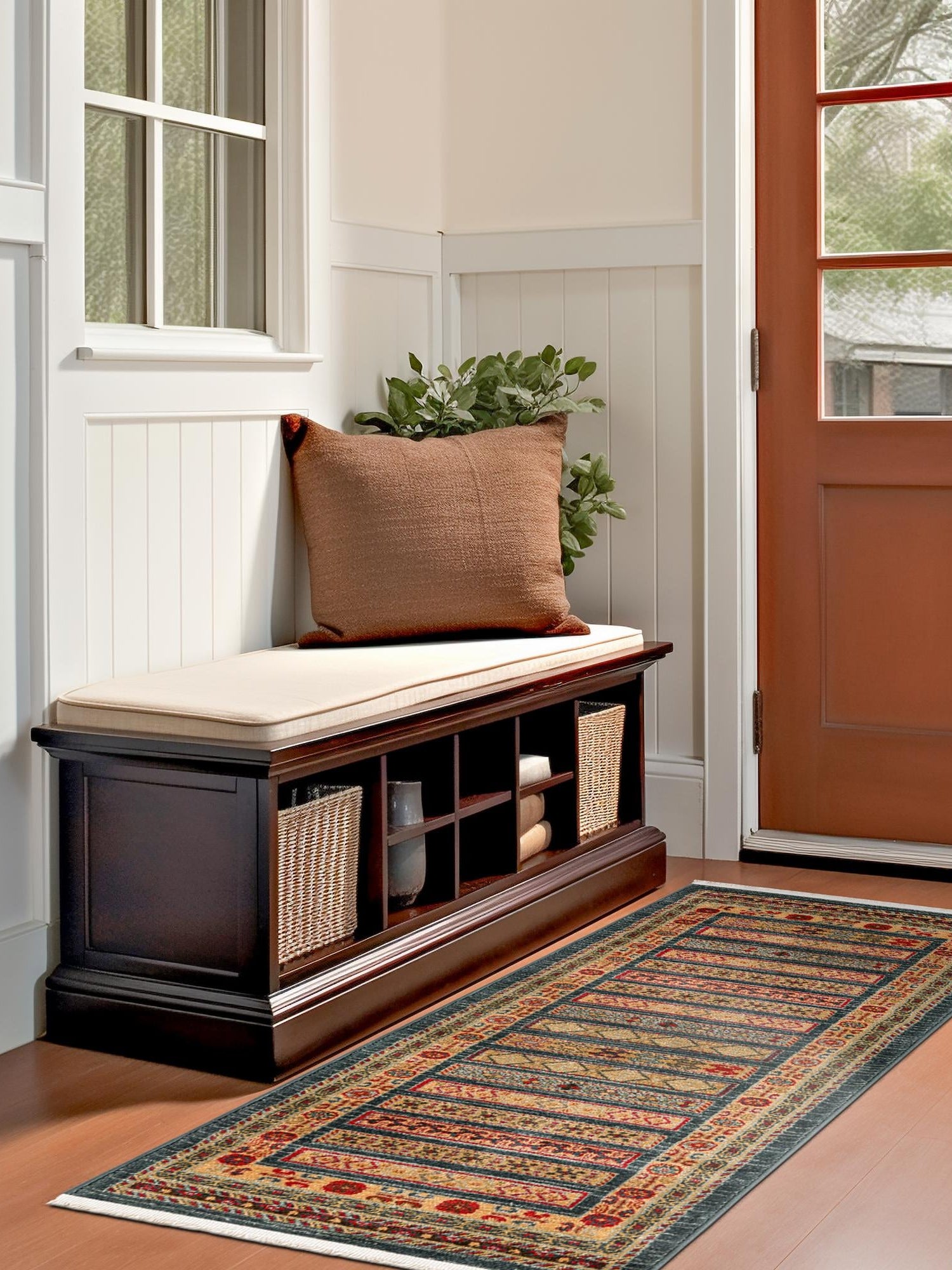 Blue 2' 7 x 10' Fars Runner Area Rug 100% Polypropylene Unique Traditional Carpet for Classical Living, Dining Room & Office Spaces for Sale at Rug Engine