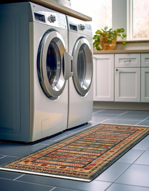 Blue 2' 7 x 19' 8 Fars Runner Area Rug 100% Polypropylene Unique Traditional Carpet for Classical Living, Dining Room & Office Spaces for Sale at Rug Engine