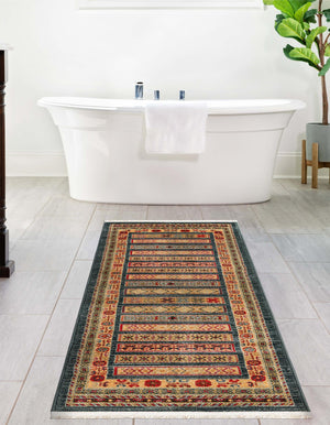 Blue 2' 7 x 10' Fars Runner Area Rug 100% Polypropylene Unique Traditional Carpet for Classical Living, Dining Room & Office Spaces for Sale at Rug Engine