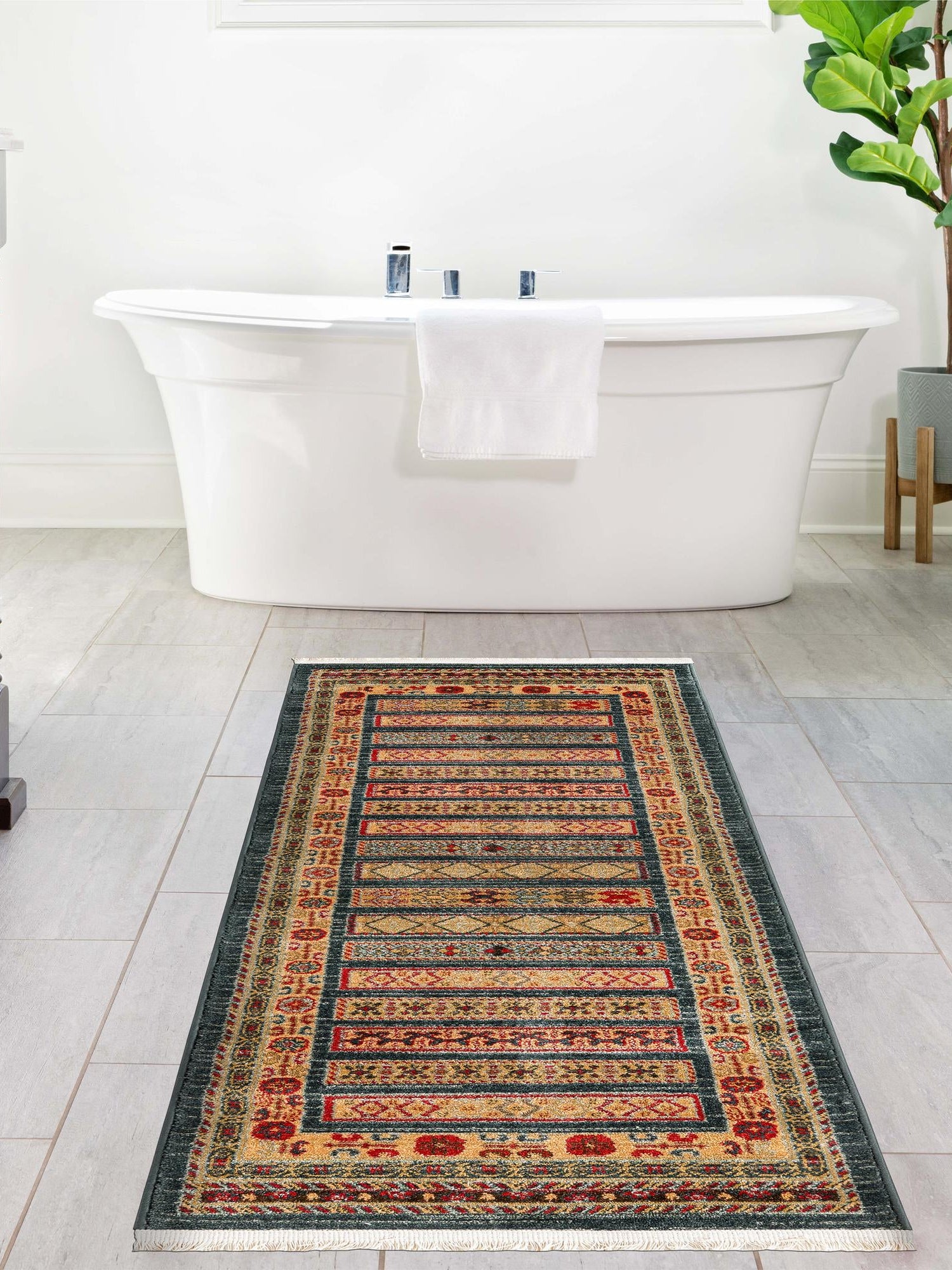 Blue 2' x 6' 1 Fars Runner Area Rug 100% Polypropylene Unique Traditional Carpet for Classical Living, Dining Room & Office Spaces for Sale at Rug Engine