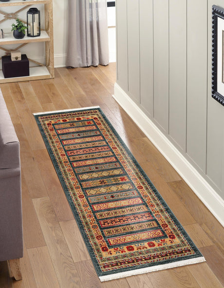 Blue 2' 7 x 19' 8 Fars Runner Area Rug 100% Polypropylene Unique Traditional Carpet for Classical Living, Dining Room & Office Spaces for Sale at Rug Engine