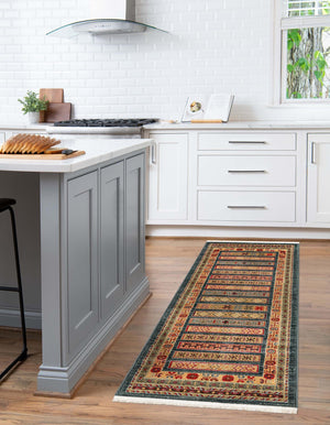 Blue 2' x 6' 1 Fars Runner Area Rug 100% Polypropylene Unique Traditional Carpet for Classical Living, Dining Room & Office Spaces for Sale at Rug Engine