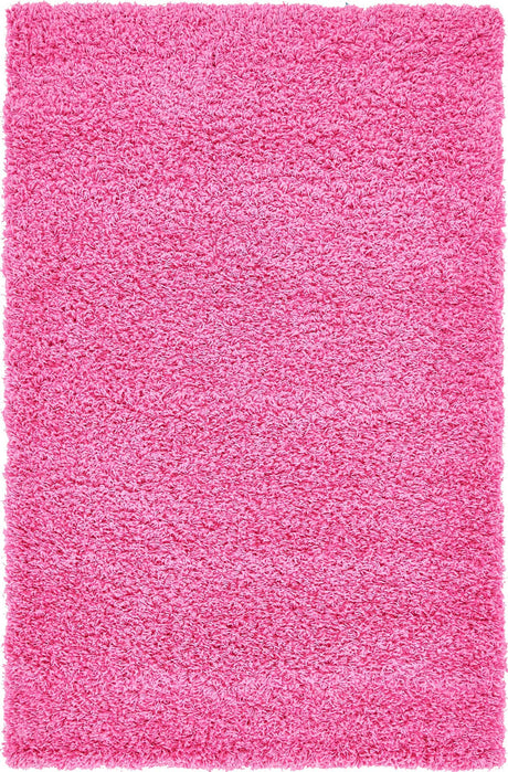 Taffy Pink 3' 1 x 5' 3 Solid Shag Rectangle Area Rug Thick Soft Touch Fluffy & Plush Shaggy Pile