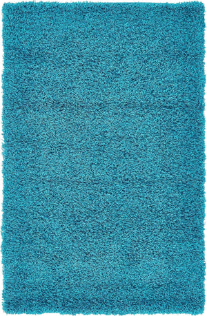 Turquoise 3' 1 x 5' 3 Solid Shag Rectangle Area Rug Thick Soft Touch Fluffy & Plush Shaggy Pile