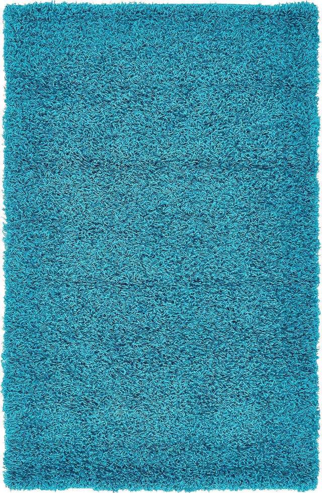 Turquoise 3' 1 x 5' 3 Solid Shag Rectangle Area Rug Thick Soft Touch Fluffy & Plush Shaggy Pile