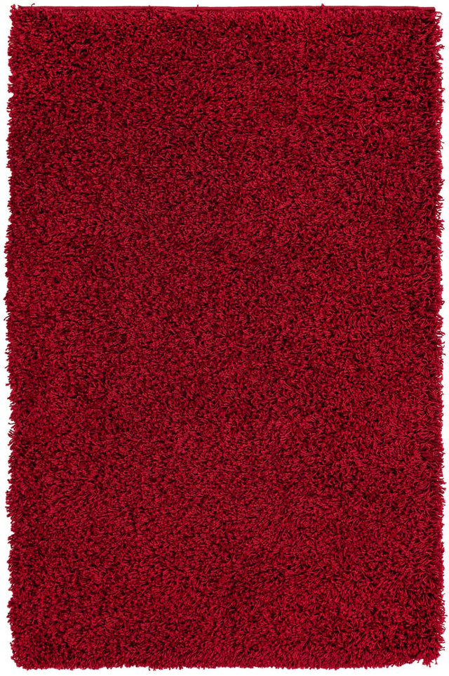 Cherry Red 3' 1 x 5' 3 Solid Shag Rectangle Area Rug Thick Soft Touch Fluffy & Plush Shaggy Pile