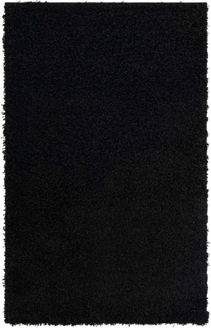 Jet Black 3' 1 x 5' 3 Solid Shag Rectangle Area Rug Thick Soft Touch Fluffy & Plush Shaggy Pile