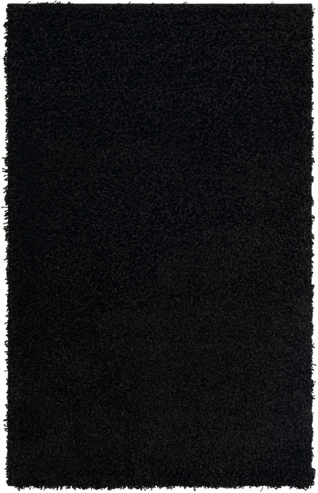 Jet Black 3' 1 x 5' 3 Solid Shag Rectangle Area Rug Thick Soft Touch Fluffy & Plush Shaggy Pile
