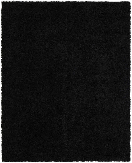 Jet Black 8' x 10' Solid Shag Rectangle Rug