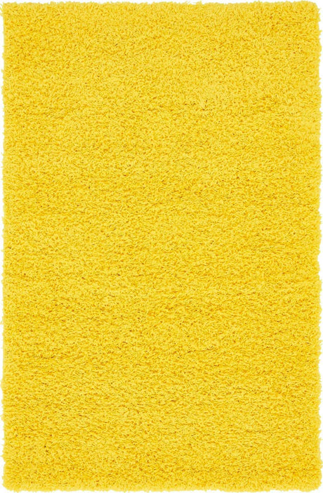 Tuscan Sun Yellow 3' 1 x 5' 3 Solid Shag Rectangle Area Rug Thick Soft Touch Fluffy & Plush Shaggy Pile