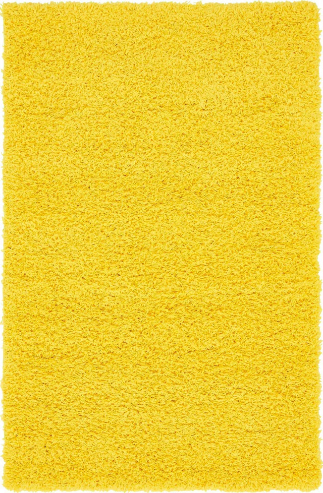 Tuscan Sun Yellow 3' 1 x 5' 3 Solid Shag Rectangle Area Rug Thick Soft Touch Fluffy & Plush Shaggy Pile
