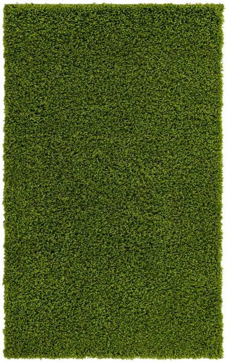 Grass Green 3' 1 x 5' 3 Solid Shag Rectangle Area Rug Thick Soft Touch Fluffy & Plush Shaggy Pile