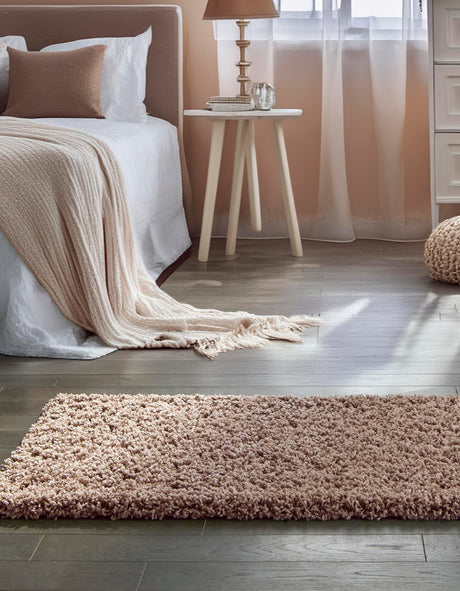 Sandy Brown 2' 7 x 10' Solid Shag Runner Area Rug Thick Soft Touch Fluffy & Plush Shaggy Pile Durable Minimalist Carpet for Classic Interior Design for Sale at Rug Engine