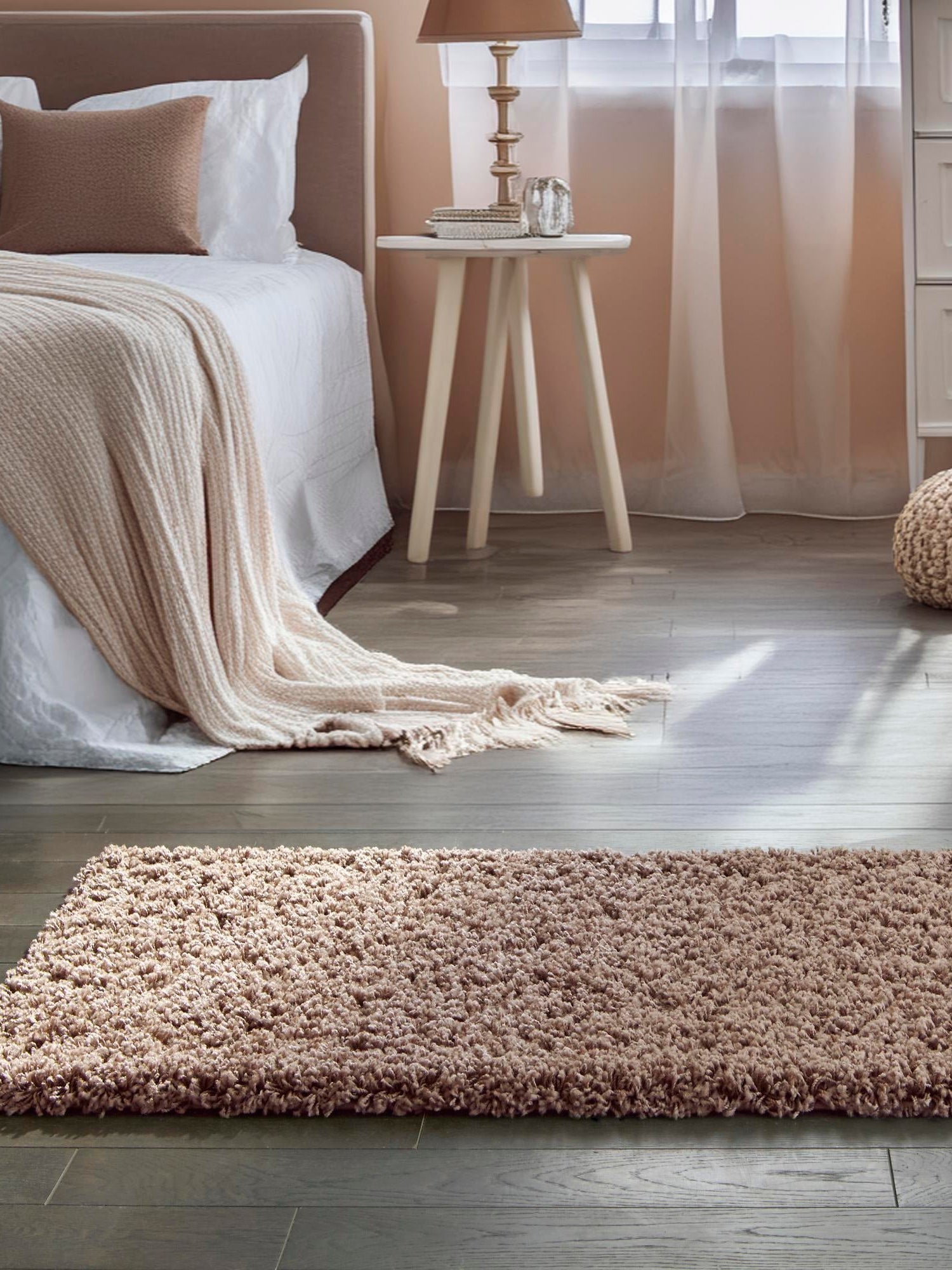 Sandy Brown 2' 7 x 16' 5 Solid Shag Runner Area Rug Thick Soft Touch Fluffy & Plush Shaggy Pile Durable Minimalist Carpet for Classic Interior Design for Sale at Rug Engine