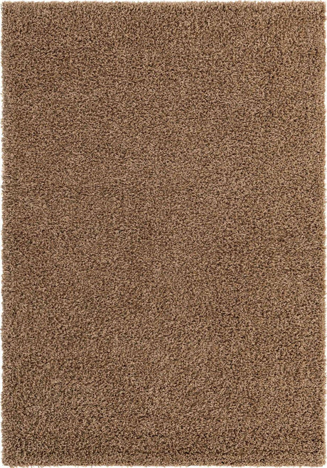 Sandy Brown 4' 1 x 6' 1 Solid Shag Rectangle Area Rug Thick Soft Touch Fluffy & Plush Shaggy Pile