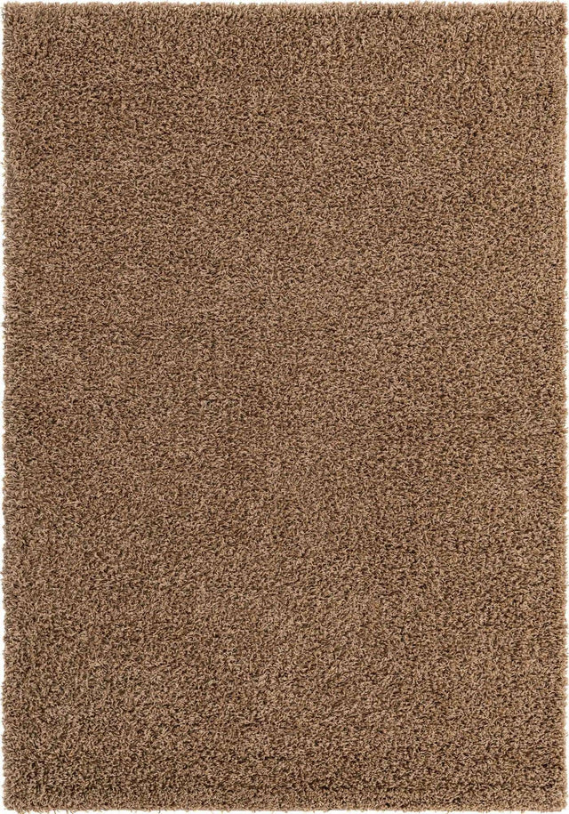 Sandy Brown 4' 1 x 6' 1 Solid Shag Rectangle Area Rug Thick Soft Touch Fluffy & Plush Shaggy Pile