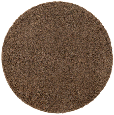 Sandy Brown 7' 10 x 7' 10 Solid Shag Round Area Rug Thick Soft Touch Fluffy & Plush Shaggy Pile
