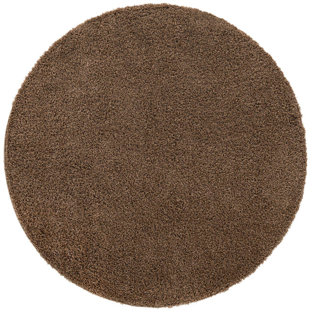 Sandy Brown 7' 10 x 7' 10 Solid Shag Round Area Rug Thick Soft Touch Fluffy & Plush Shaggy Pile